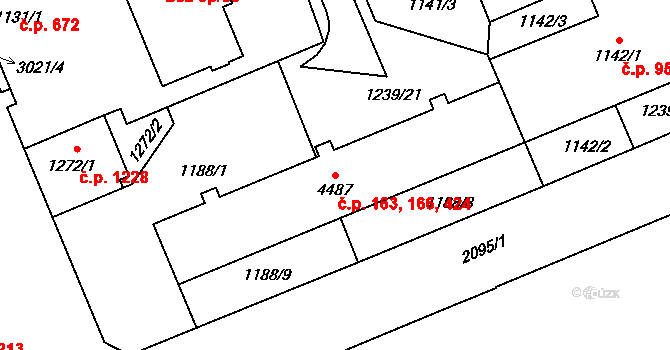 Šumperk 163,166,424 na parcele st. 4487 v KÚ Šumperk, Katastrální mapa