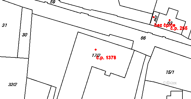 Frýdlant 1378 na parcele st. 17/2 v KÚ Frýdlant, Katastrální mapa