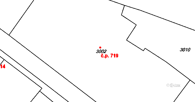 Tachov 719 na parcele st. 3002/1 v KÚ Tachov, Katastrální mapa