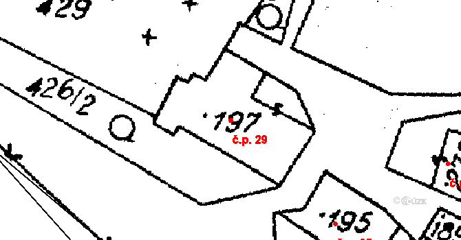 Medlov 29 na parcele st. 437 v KÚ Medlov u Uničova, Katastrální mapa