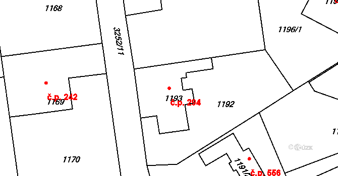 Planá nad Lužnicí 294 na parcele st. 1193 v KÚ Planá nad Lužnicí, Katastrální mapa