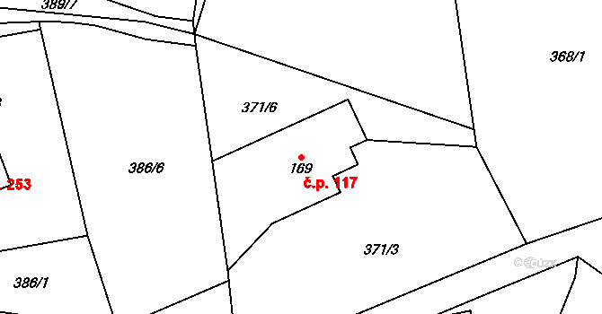 Třebovice 117 na parcele st. 169 v KÚ Třebovice, Katastrální mapa