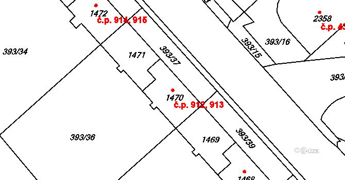 Strakonice I 912,913, Strakonice na parcele st. 1470 v KÚ Strakonice, Katastrální mapa