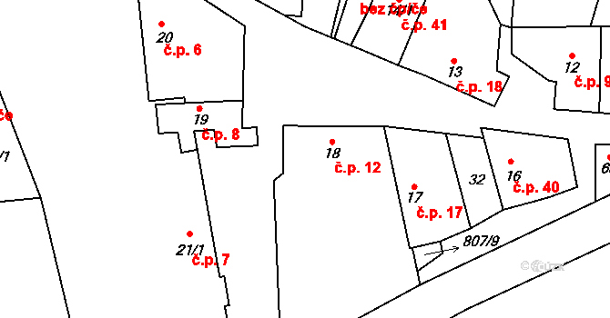 Bukol 12, Vojkovice na parcele st. 18 v KÚ Bukol, Katastrální mapa