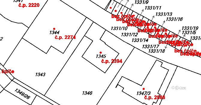 Vinohrady 2394, Praha na parcele st. 1345 v KÚ Vinohrady, Katastrální mapa