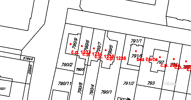 Záběhlice 1235, Praha na parcele st. 790/7 v KÚ Záběhlice, Katastrální mapa