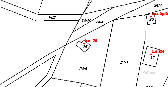 Dolní Líšnice 25, Solenice na parcele st. 25 v KÚ Dolní Líšnice, Katastrální mapa