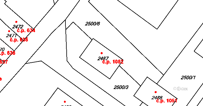 Jirkov 1052 na parcele st. 2487 v KÚ Jirkov, Katastrální mapa