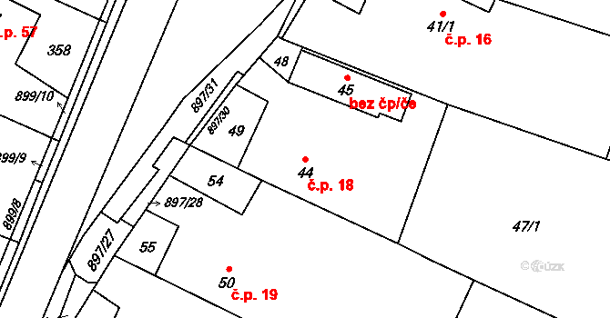 Suché Lazce 18, Opava na parcele st. 44 v KÚ Suché Lazce, Katastrální mapa