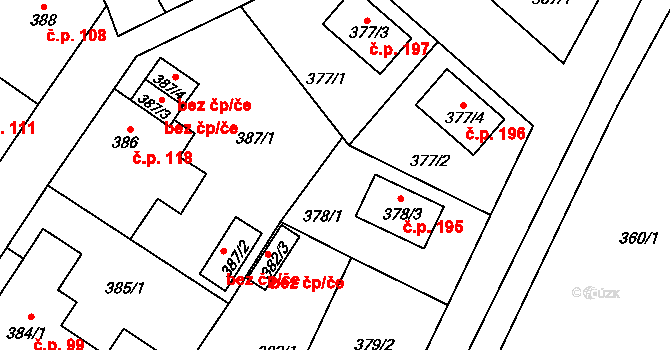 Bukovec 1605, Plzeň na parcele st. 378/2 v KÚ Bukovec, Katastrální mapa