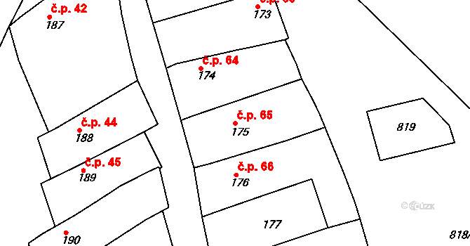 Konice 65, Znojmo na parcele st. 175 v KÚ Konice u Znojma, Katastrální mapa