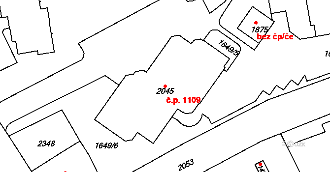 Úpice 1109 na parcele st. 2045 v KÚ Úpice, Katastrální mapa