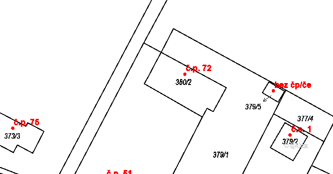 Chvalešovice 72, Dříteň na parcele st. 380/2 v KÚ Chvalešovice, Katastrální mapa