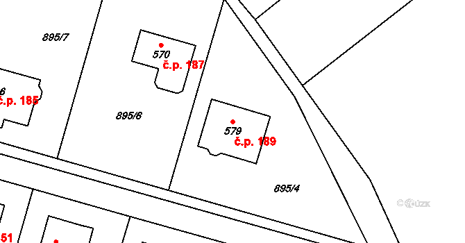 Pecerady 189, Týnec nad Sázavou na parcele st. 579 v KÚ Pecerady, Katastrální mapa