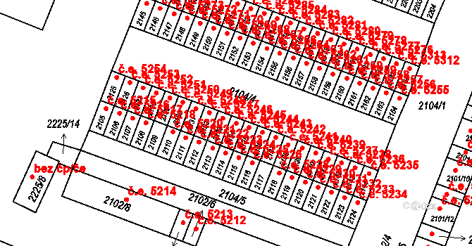 Kadaň 5245 na parcele st. 2134 v KÚ Kadaň, Katastrální mapa