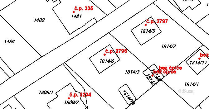 Varnsdorf 2796 na parcele st. 1814/6 v KÚ Varnsdorf, Katastrální mapa