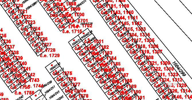 Teplické Předměstí 1184, Bílina na parcele st. 1664/88 v KÚ Bílina, Katastrální mapa