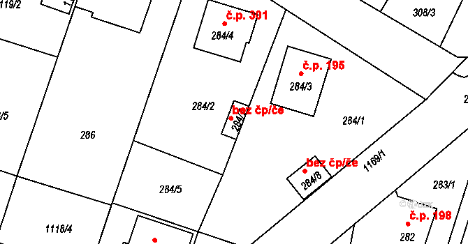 Oldřišov 38093103 na parcele st. 284/7 v KÚ Oldřišov, Katastrální mapa