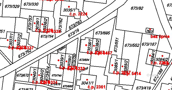 Zlín 2362 na parcele st. 3038/1 v KÚ Zlín, Katastrální mapa
