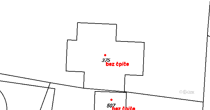 Rosice 42727103 na parcele st. 375 v KÚ Rosice u Chrasti, Katastrální mapa