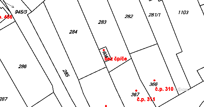 Rokytnice 44619103 na parcele st. 608 v KÚ Rokytnice u Přerova, Katastrální mapa