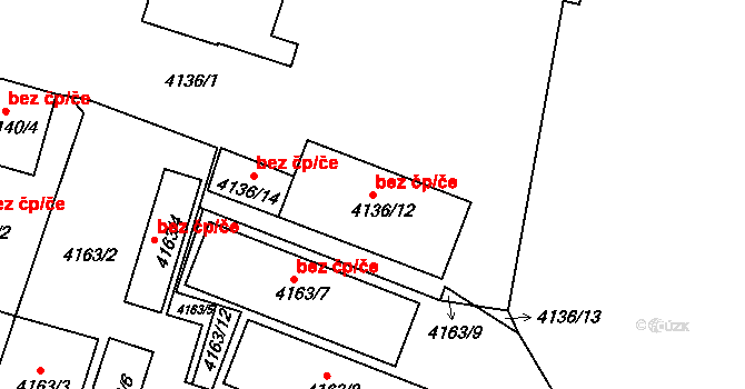 Teplice 45111103 na parcele st. 4136/12 v KÚ Teplice, Katastrální mapa