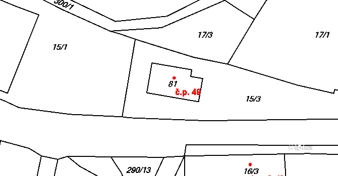 Heřmaneč 49 na parcele st. 81 v KÚ Heřmaneč, Katastrální mapa
