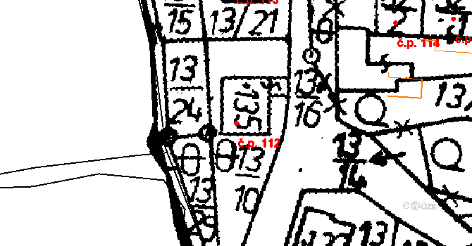 Ražice 112 na parcele st. 135 v KÚ Ražice, Katastrální mapa