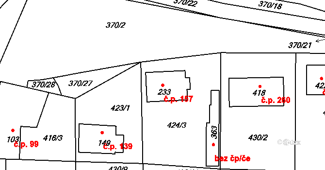 Mlékojedy 157, Neratovice na parcele st. 233 v KÚ Mlékojedy u Neratovic, Katastrální mapa