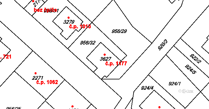 Náchod 1177 na parcele st. 3627 v KÚ Náchod, Katastrální mapa