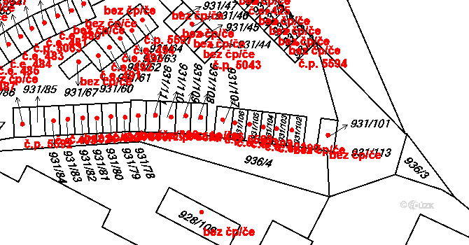 Louny 393 na parcele st. 931/106 v KÚ Louny, Katastrální mapa