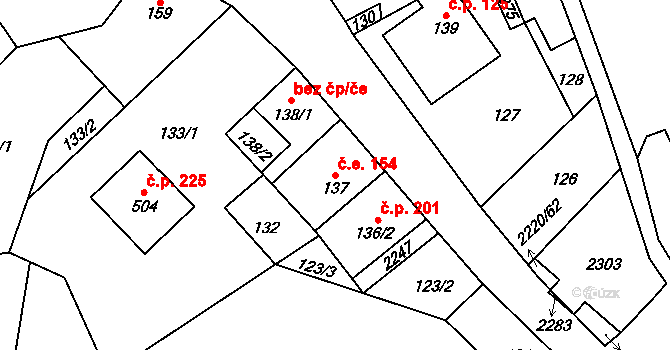 Lipnice nad Sázavou 154 na parcele st. 137 v KÚ Lipnice nad Sázavou, Katastrální mapa