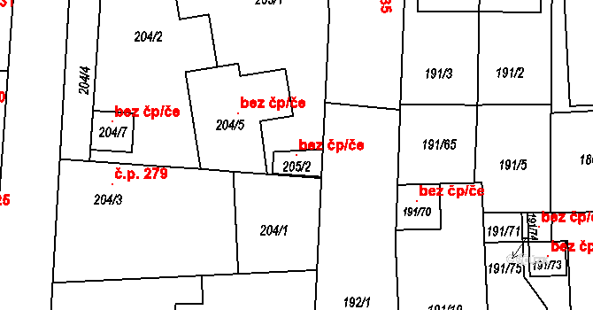 Holešov 103155104 na parcele st. 205/2 v KÚ Všetuly, Katastrální mapa