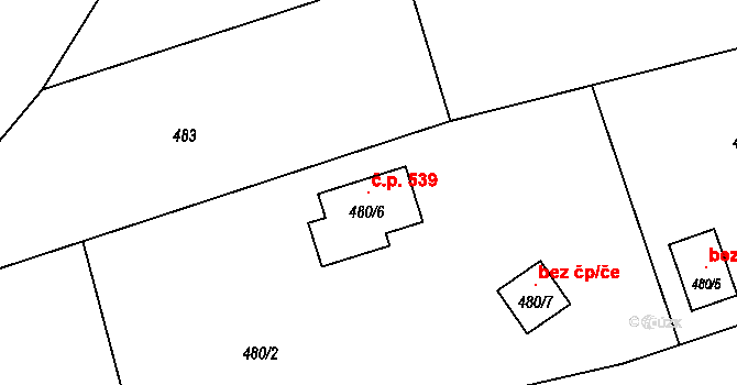 Záblatí 539, Bohumín na parcele st. 480/6 v KÚ Záblatí u Bohumína, Katastrální mapa