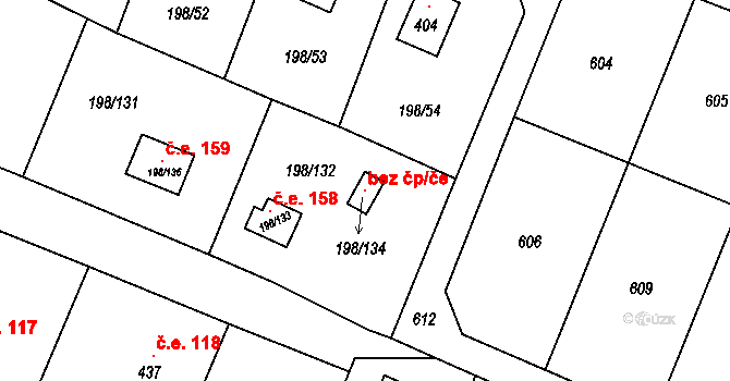 Kozlany 118581104 na parcele st. 198/134 v KÚ Kozlany, Katastrální mapa