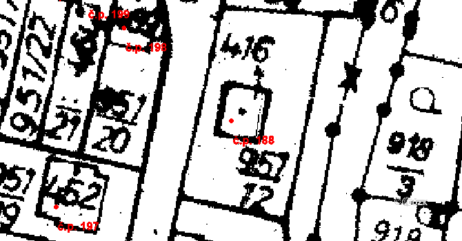 Radošov 188, Kyselka na parcele st. 416 v KÚ Radošov u Kyselky, Katastrální mapa