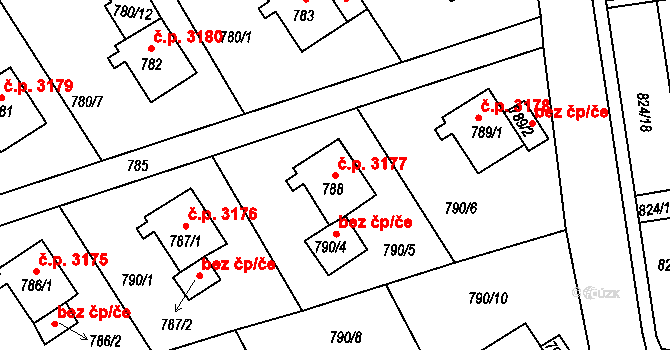 Mšeno nad Nisou 3177, Jablonec nad Nisou na parcele st. 788 v KÚ Mšeno nad Nisou, Katastrální mapa