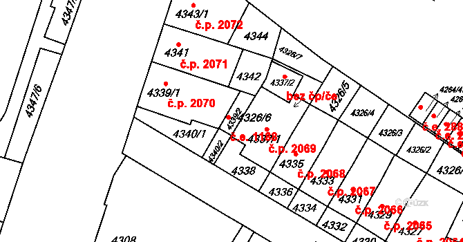 Jihlava 1188 na parcele st. 4339/2 v KÚ Jihlava, Katastrální mapa