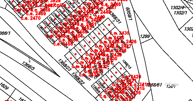 Jihlava 2430 na parcele st. 1368/18 v KÚ Jihlava, Katastrální mapa