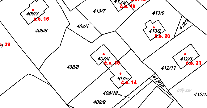 Pernek 15, Horní Planá na parcele st. 408/4 v KÚ Pernek, Katastrální mapa