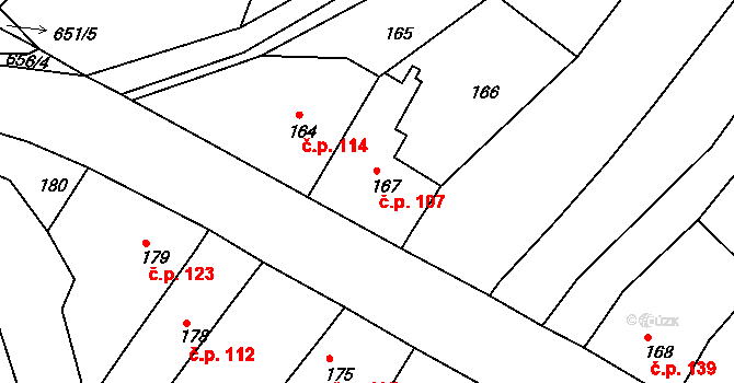 Opatovice 107, Vyškov na parcele st. 167 v KÚ Opatovice u Vyškova, Katastrální mapa