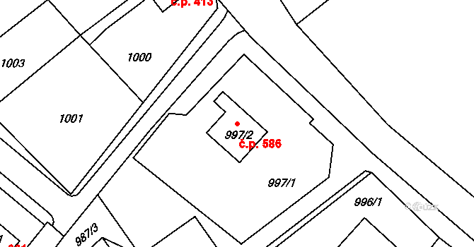 Vrbno pod Pradědem 586 na parcele st. 997/2 v KÚ Vrbno pod Pradědem, Katastrální mapa