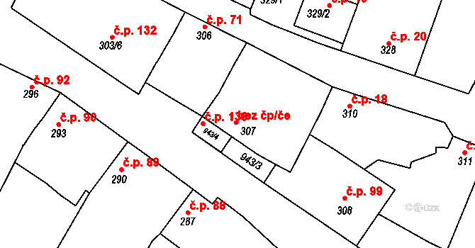 Horní Dubňany 149888104 na parcele st. 307 v KÚ Horní Dubňany, Katastrální mapa