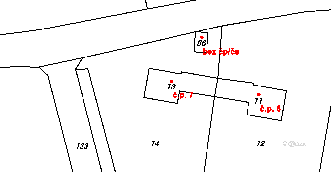 Javoříčko 7, Luká na parcele st. 13 v KÚ Javoříčko, Katastrální mapa