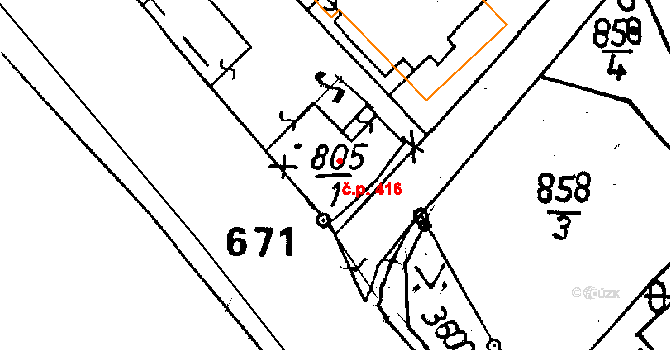 Cvikov II 416, Cvikov na parcele st. 805/1 v KÚ Cvikov, Katastrální mapa