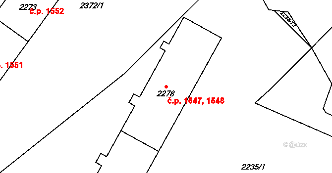 Rožnov pod Radhoštěm 1547,1548 na parcele st. 2278 v KÚ Rožnov pod Radhoštěm, Katastrální mapa