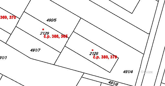 Holínské Předměstí 379,380, Jičín na parcele st. 2128 v KÚ Jičín, Katastrální mapa
