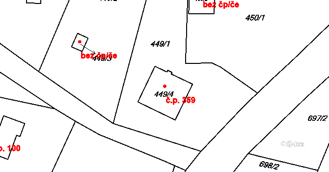 Pudlov 359, Bohumín na parcele st. 449/4 v KÚ Pudlov, Katastrální mapa