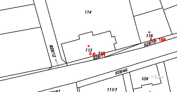 Slavětín 138 na parcele st. 113 v KÚ Slavětín nad Ohří, Katastrální mapa