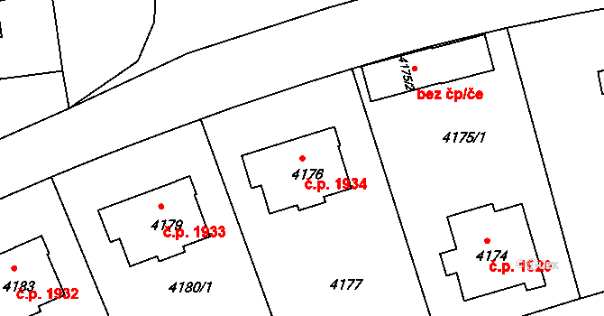 Žižkov 1934, Praha na parcele st. 4176 v KÚ Žižkov, Katastrální mapa